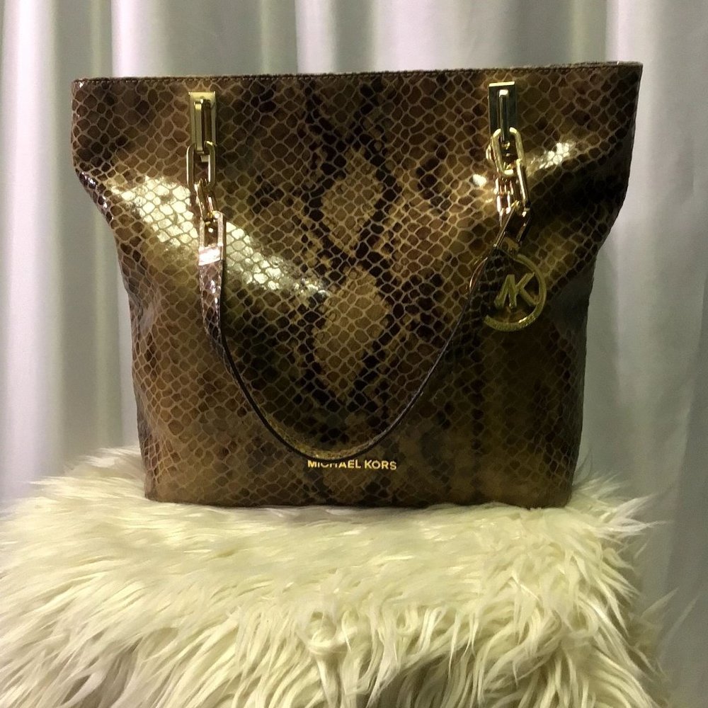 Michael Kors Medium Harper Python Embosed Tote - image 1